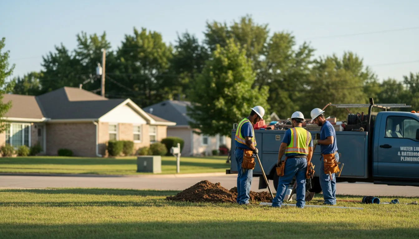 Residential water line and bathroom plumbing service in Newkirk, OK